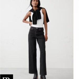 Banana Republic Factory Straight Leg Ankle High Rise Black Women Jeans